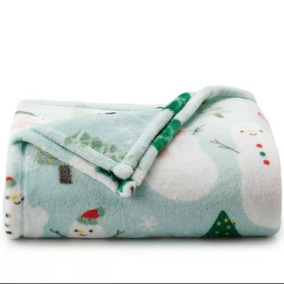 NWT BIG PLUSH THROW HAPPY SNOWMAN SUPERSOFT OVERSIZED BRAND NEW NIP - Picture 2 of 6